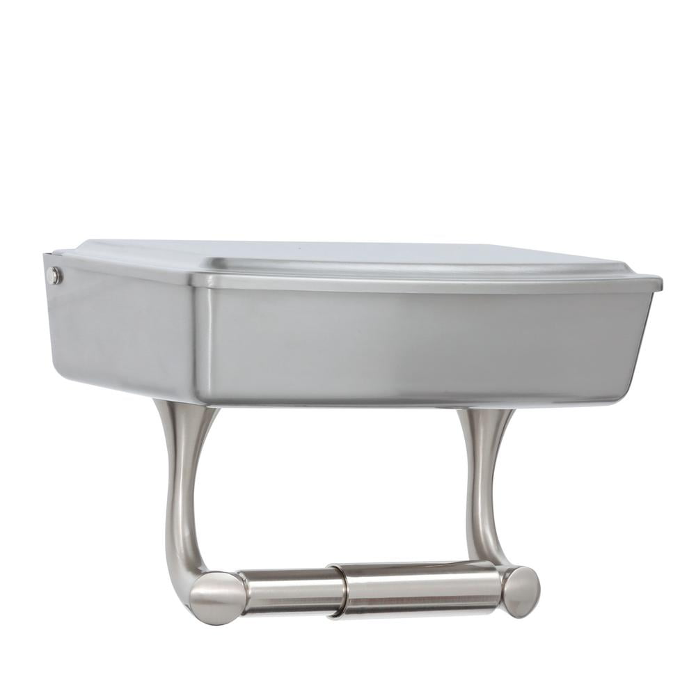 Delta Extensions Wall Mount Toilet Paper Holder with Storage Box Bath Hardware Accessory in Brushed Nickel