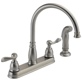 Delta Cassidy Two Handle Kitchen Faucet with Spray, Arctic