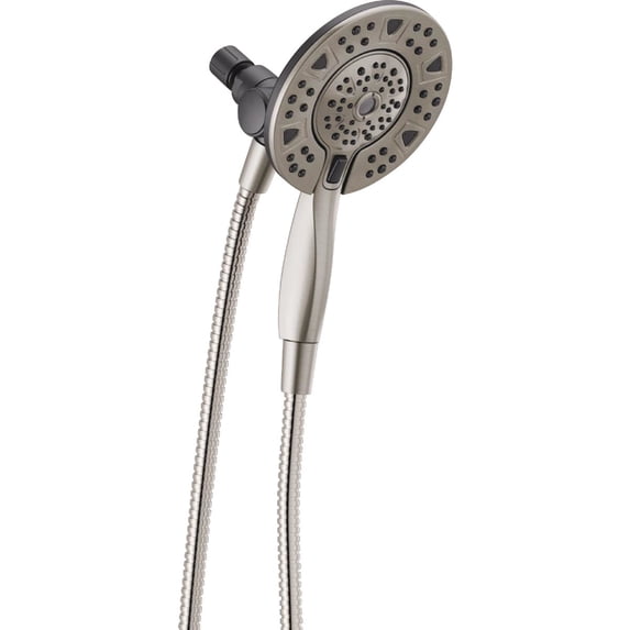 Delta In2ition 2-in-1 Dual Shower Head with Handheld - 4 Settings, Brushed Nickel, Hose Included — Wall-Mount, Standard ½" Shower-Arm Connection