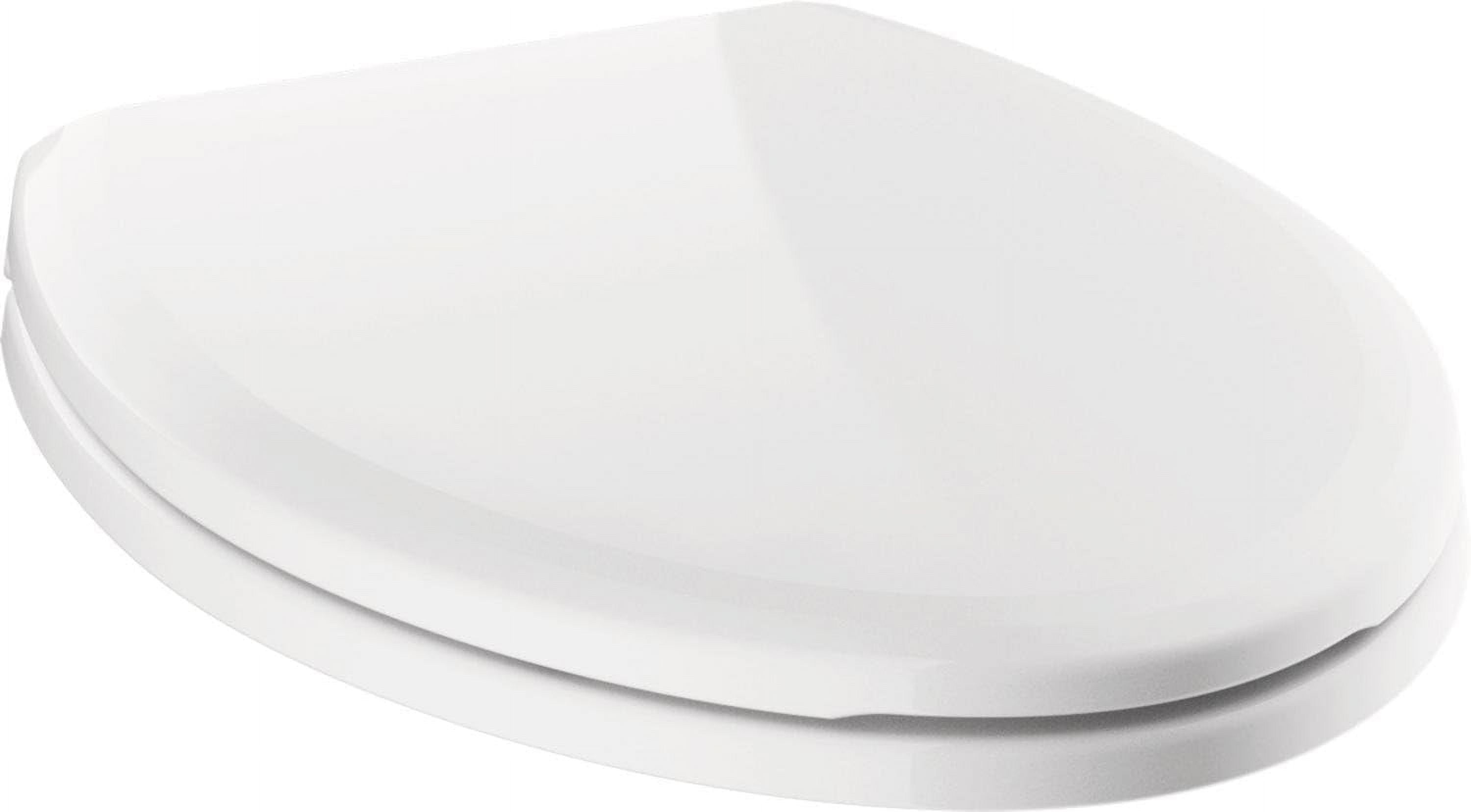 White Elongated Plastic Toilet Seat with NoSlip Bumpers
