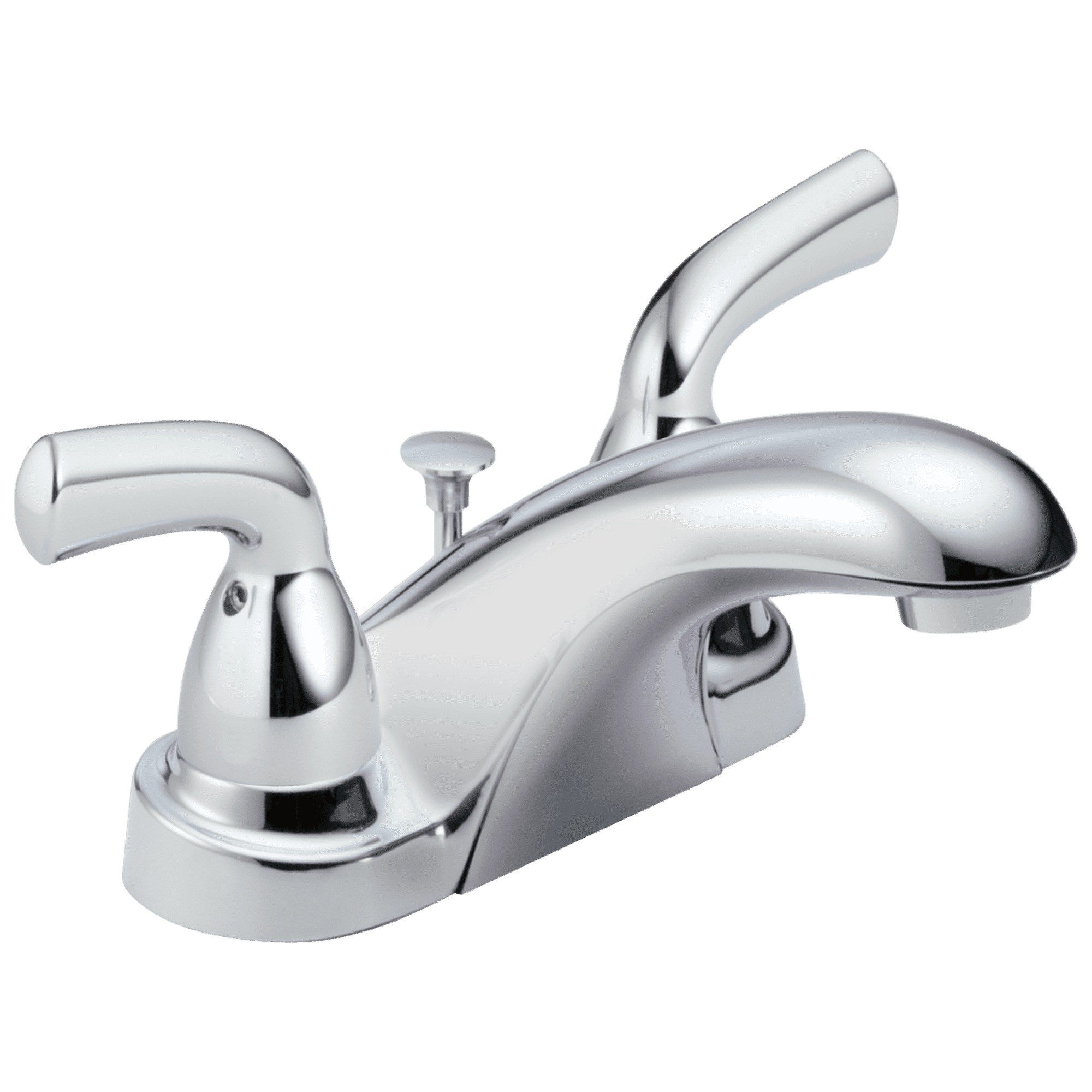 Chrome 4-Inch Centerset 2-Handle Bathroom Faucet with Metal Drain Assembly