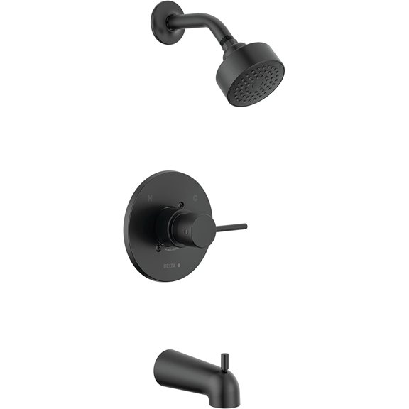 Delta Faucet Modern 14 Series Matte Black Shower Faucet, Tub and Shower Trim Kit with Single-Spray Touch-Clean Black Shower Head, Matte Black T14459-BL-PP (Valve Not Included)