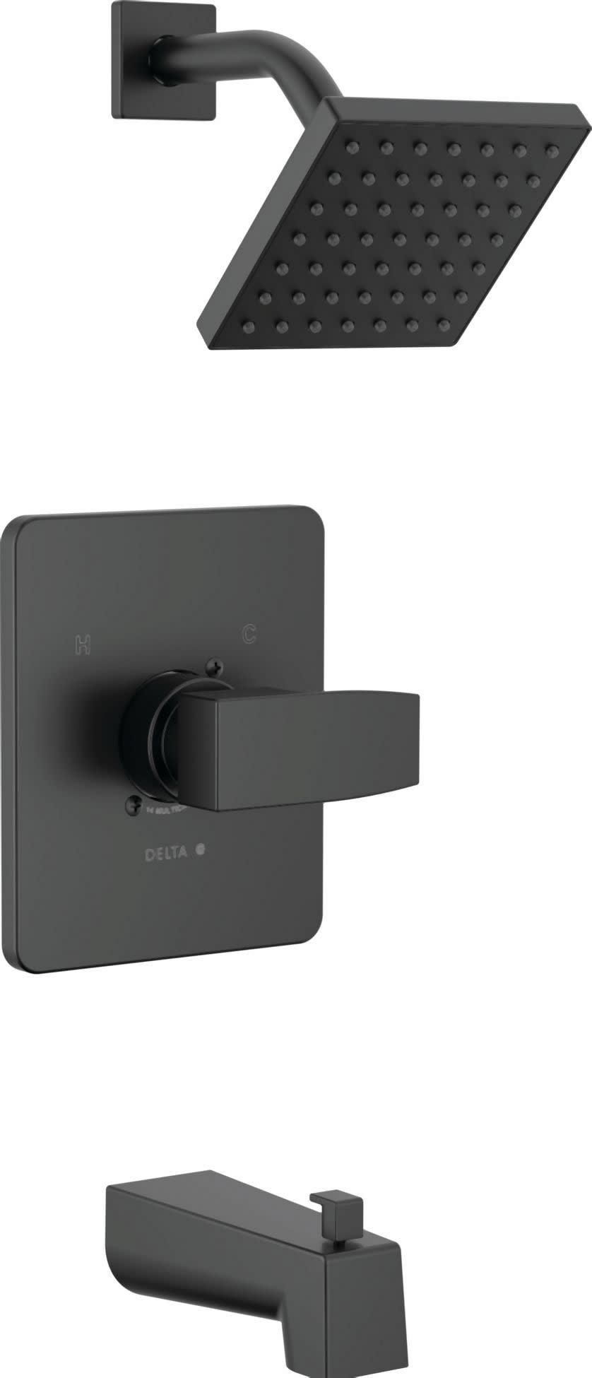 Matte Black Modern Single Function Wall Mounted Tub & Shower Trim Kit
