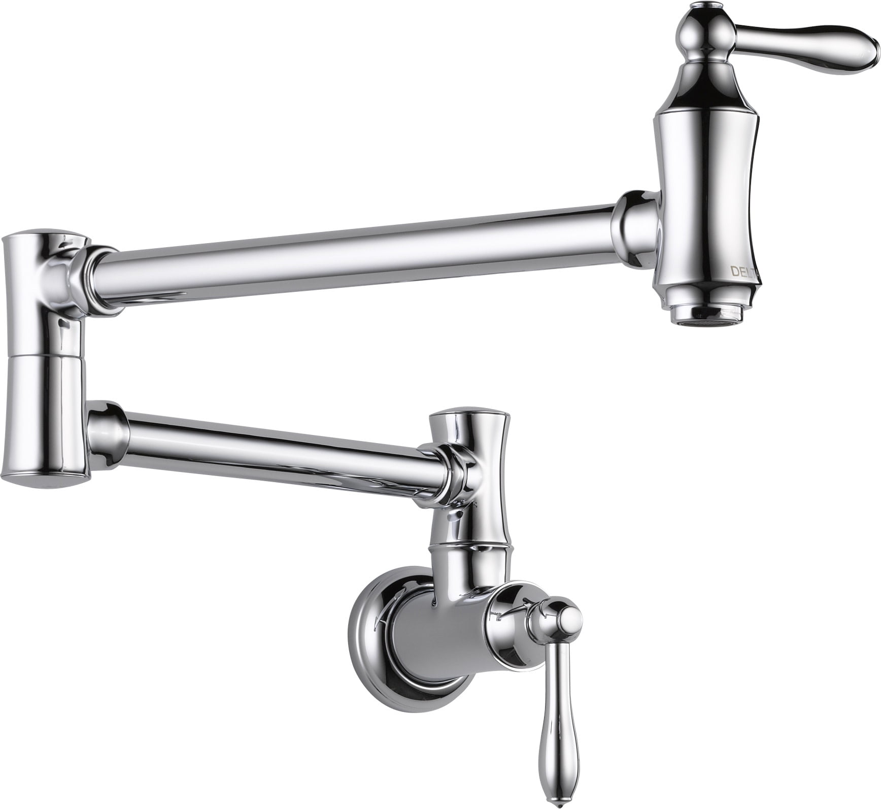 Chrome Wall-Mounted Traditional Pot Filler Faucet with Dual Handles