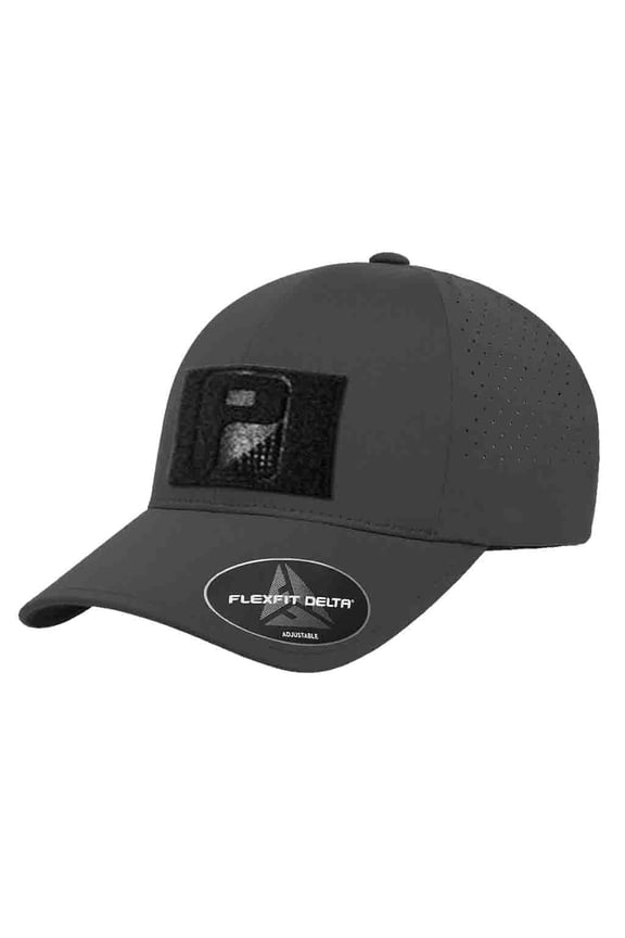 Delta Flexfit + Snapback Hat with Perforation Curved Bill by Pull Patch (Dark Grey)