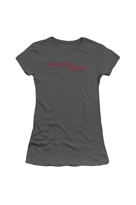Delta Force Distressed Logo Junior Women's T-Shirt Sheer Charcoal