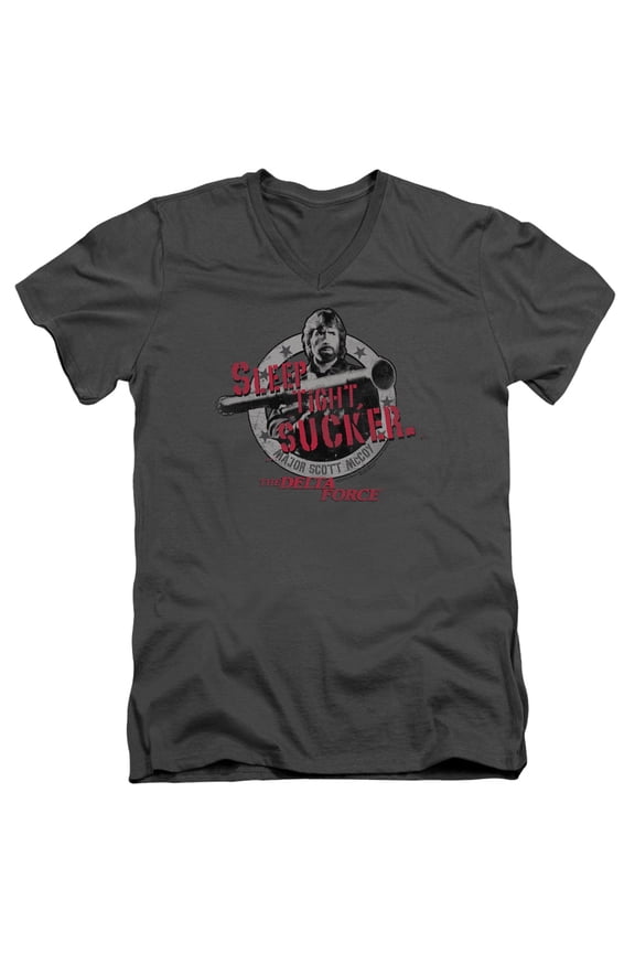 Delta Force Sleep Tight Adult V-Neck T-Shirt Charcoal