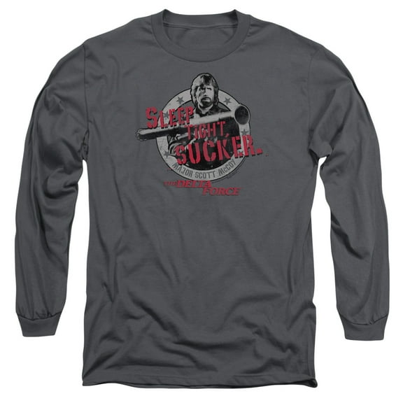 Delta Force Sleep Tight Long Sleeve Adult 18/1 T-Shirt Charcoal