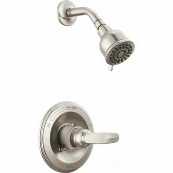 Delta Foundations 13 Series 2-Spray Shower Faucet Set Brushed Nickel Shower Head and Handle Set Vae Trim Kit Stainl BT13210-SS Vae Not Included