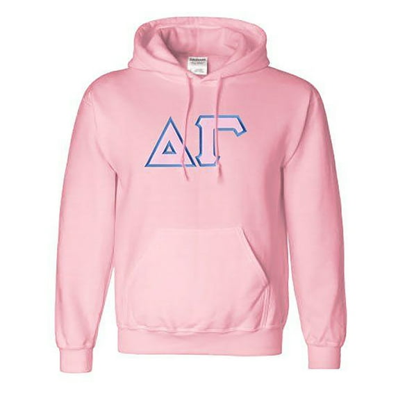 Delta Gamma Lettered Hooded Sweatshirt 4X-Large Light Pink