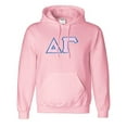 thumbnail image 1 of Delta Gamma Lettered Hooded Sweatshirt Large Light Pink, 1 of 1