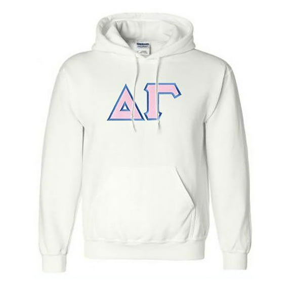Delta Gamma Lettered Hooded Sweatshirt Medium White