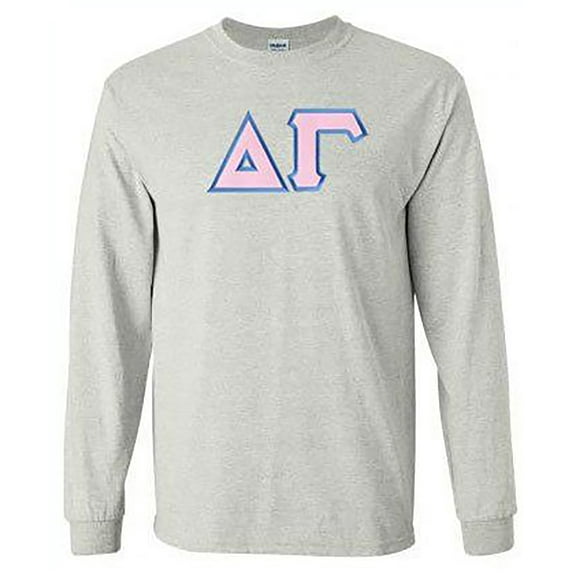 Delta Gamma Lettered Long sleeve Tee Medium Light Grey