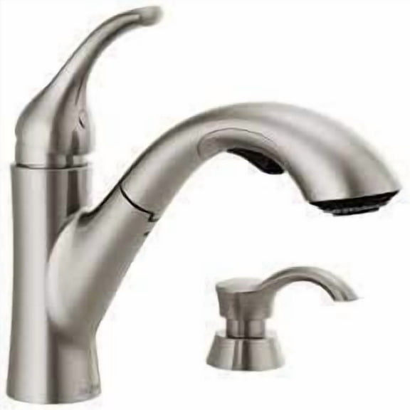 Delta Kessler Stainless 16932-SSSD-DST Kitchen Faucet ( Deck Plate Included ) (Soap Dispenser Included)