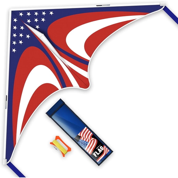 Delta Kite Set for Kids and Adults,Extremely Easy to Launch for Beginners, Perfect for Beaches and Parks,ites for Beach Trip Park Family Outdoor Games and Activities (Speed Triancle American Flag, 1)