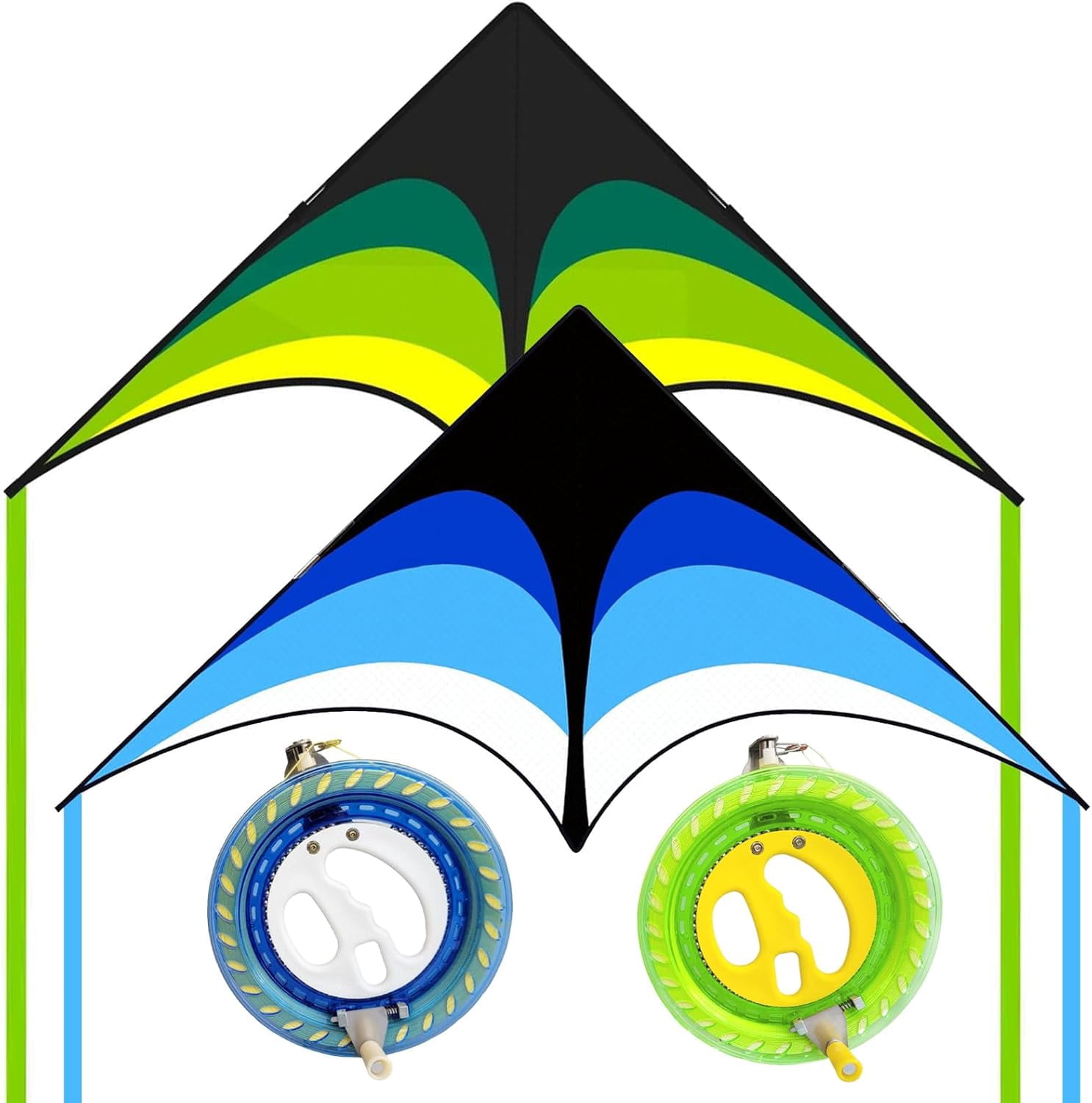Delta Kite Set for Adults and Kids, Single Line Beach Kites with Three Handles and String