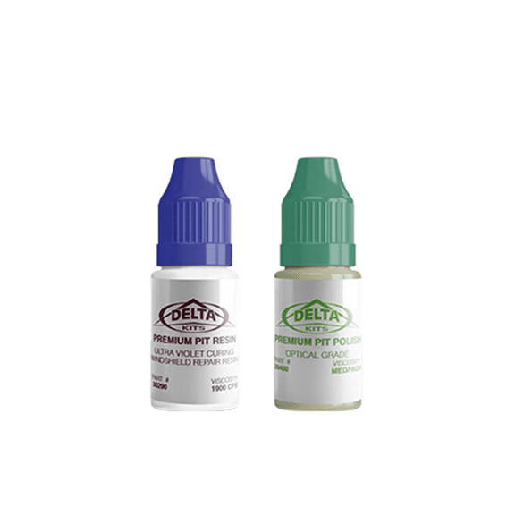 Delta Kits Premium Pit Resin and Polish Combo 7ml Bottles, Windshield Repair Kit for Chip Filling and Finishing, Professional Auto Glass Pit Fill and Polish Solution Set