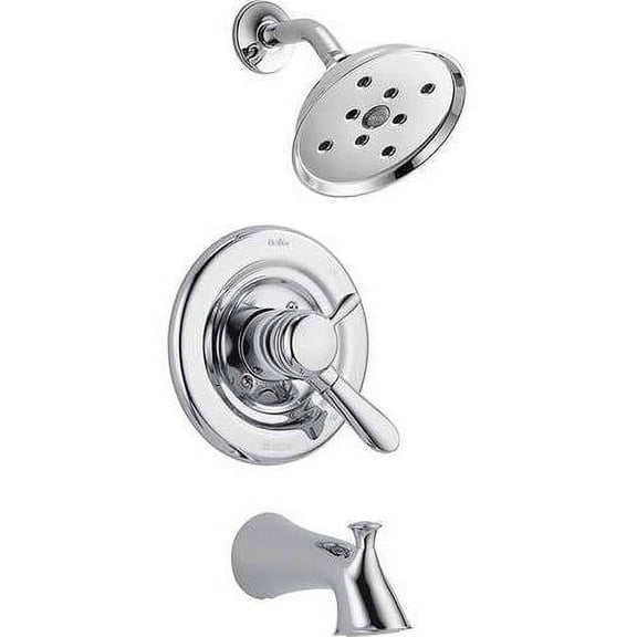 Delta Lahara Dual Function Pressure Balanced Bath and Shower Trim with H2Okinetic Shower Head and Integrated Volume Control Less Rough-in, Available in Various Colors
