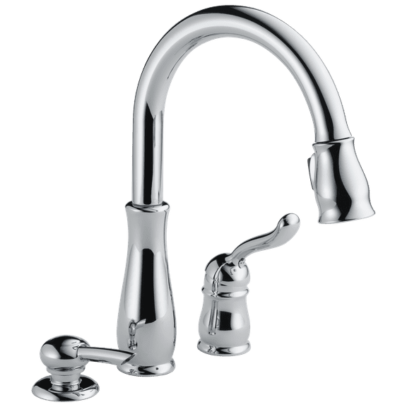 Delta Leland Single Handle Pull-Down Kitchen Faucet with Soap Dispenser in Chrome