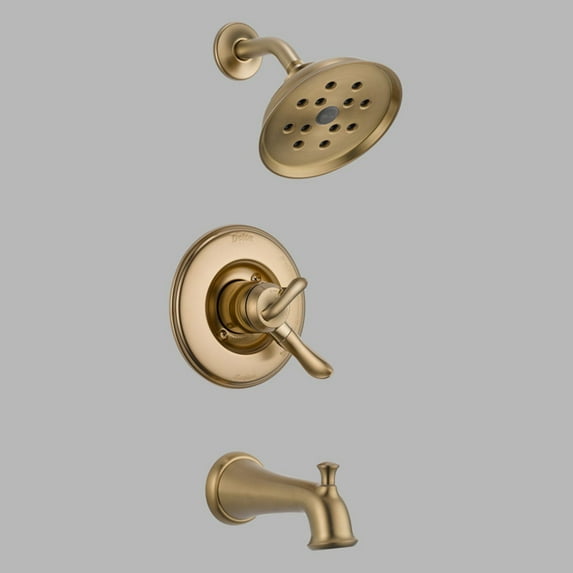 Delta Linden Dual Function Pressure Balanced Bath and Shower Trim with H2Okinetic Shower Head and Integrated Volume Control Less Rough-in, Available in Various Colors