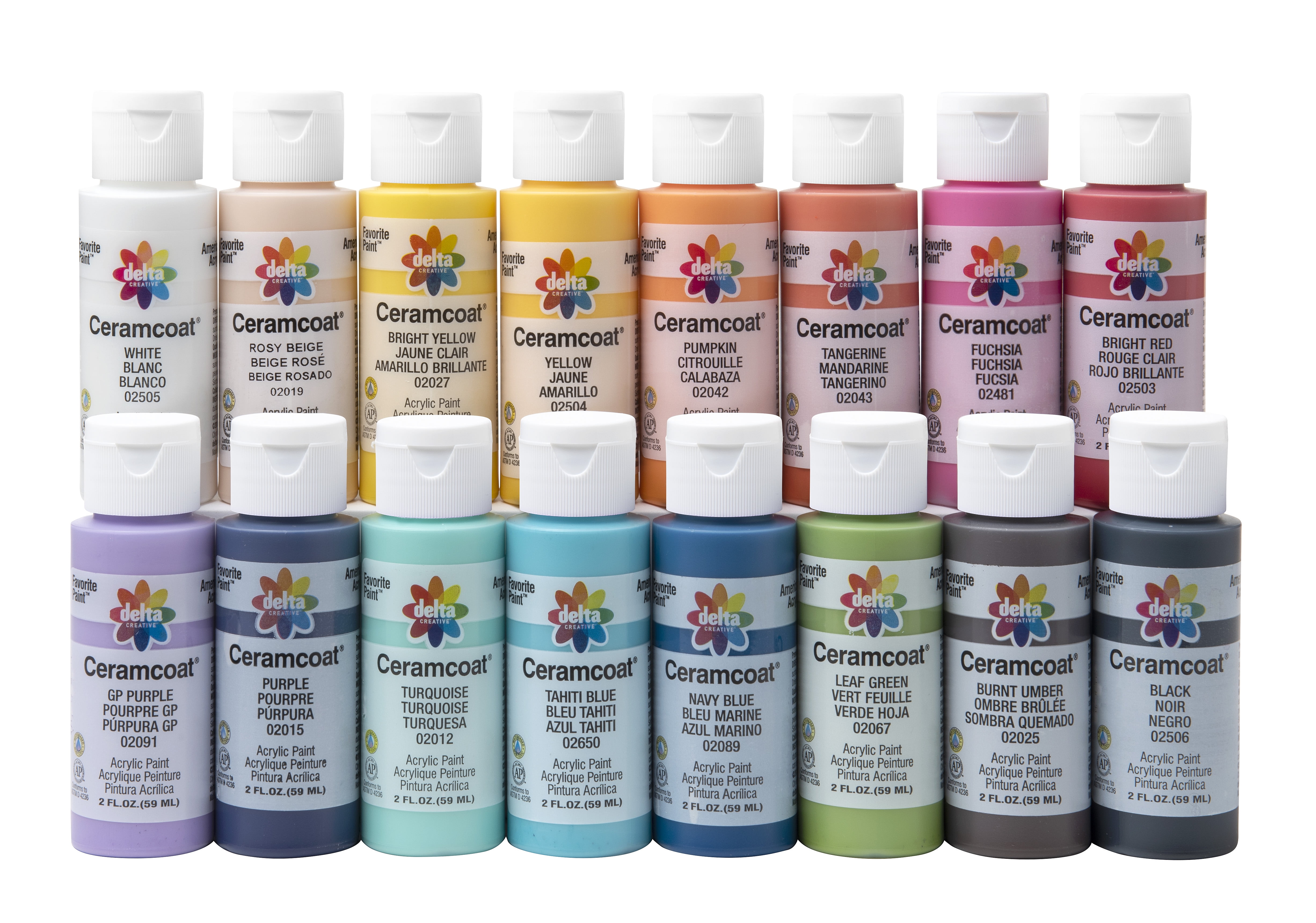 Delta Multicolor Matte Acrylic Craft Paint, 2 fl oz, 16 Piece