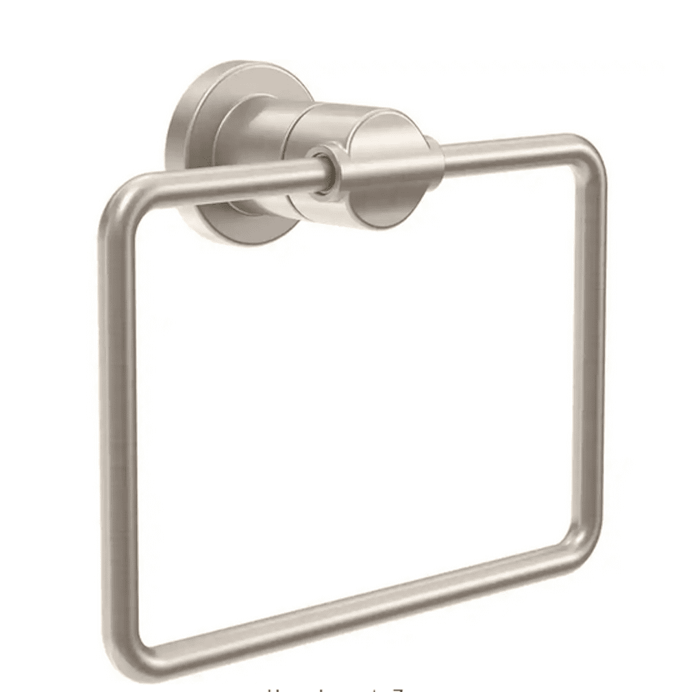 Spotshield Brushed Nickel Rectangular Wall Mounted Towel Ring
