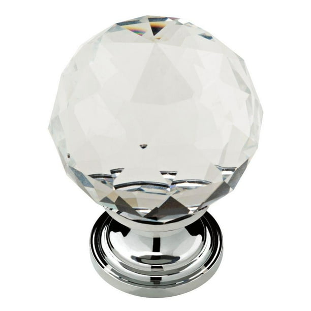 1-3/16 in. (30mm) Chrome and Clear Faceted Glass Cabinet Knob 1-3/16 in. (30mm) Chrome and Clear Faceted Glass Cabinet Knob