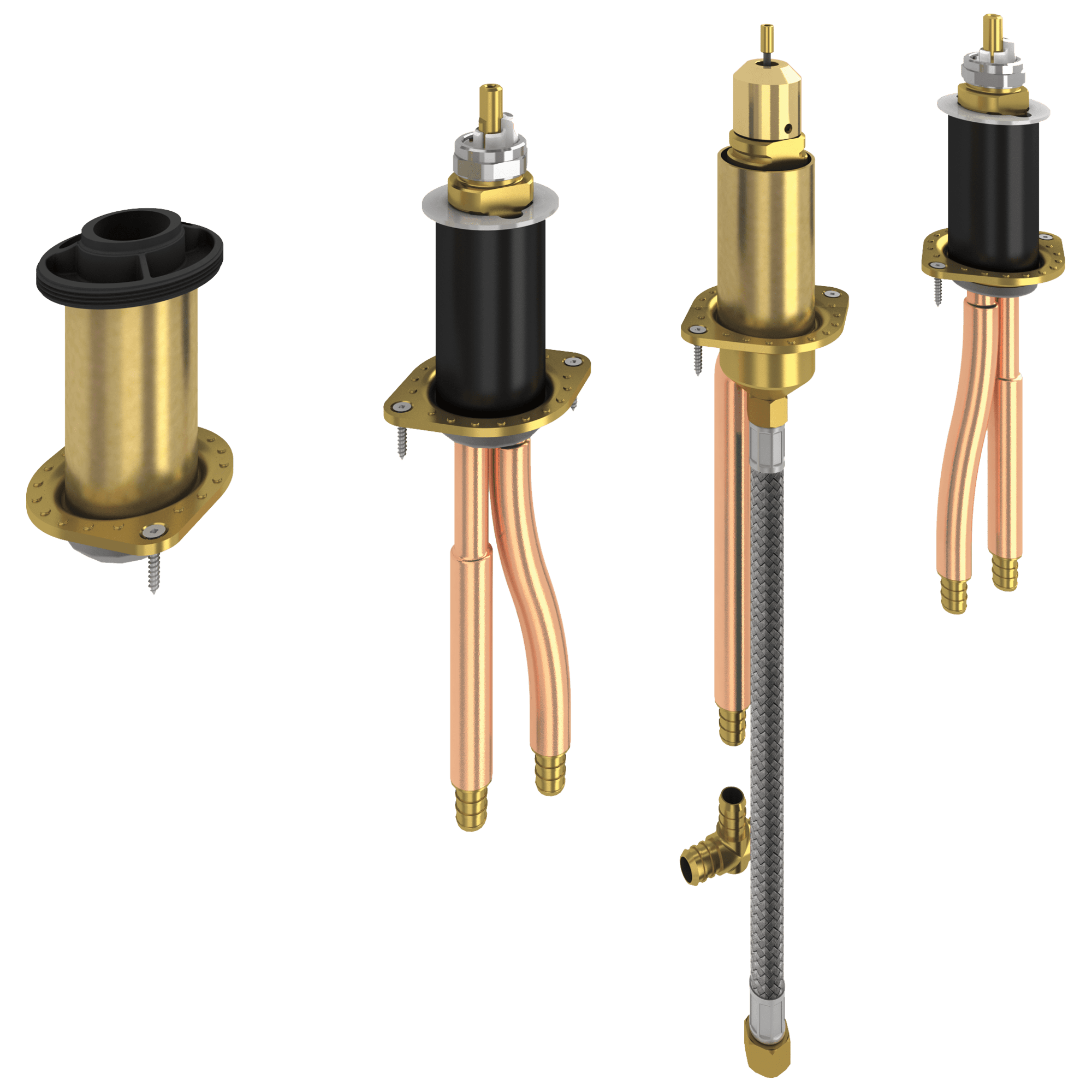 Modern Brass Flexible Roman Tub Filler with Hand Shower Rough-In Valve