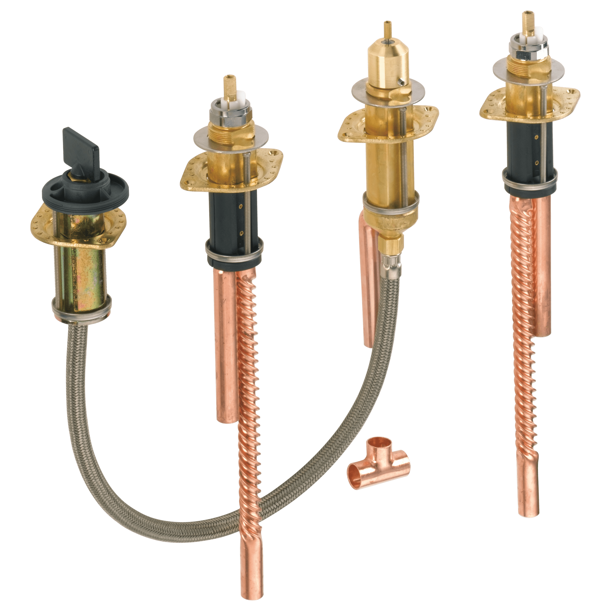 Modern Deck-Mounted Roman Tub Filler Kit with Hand Shower Rough-In