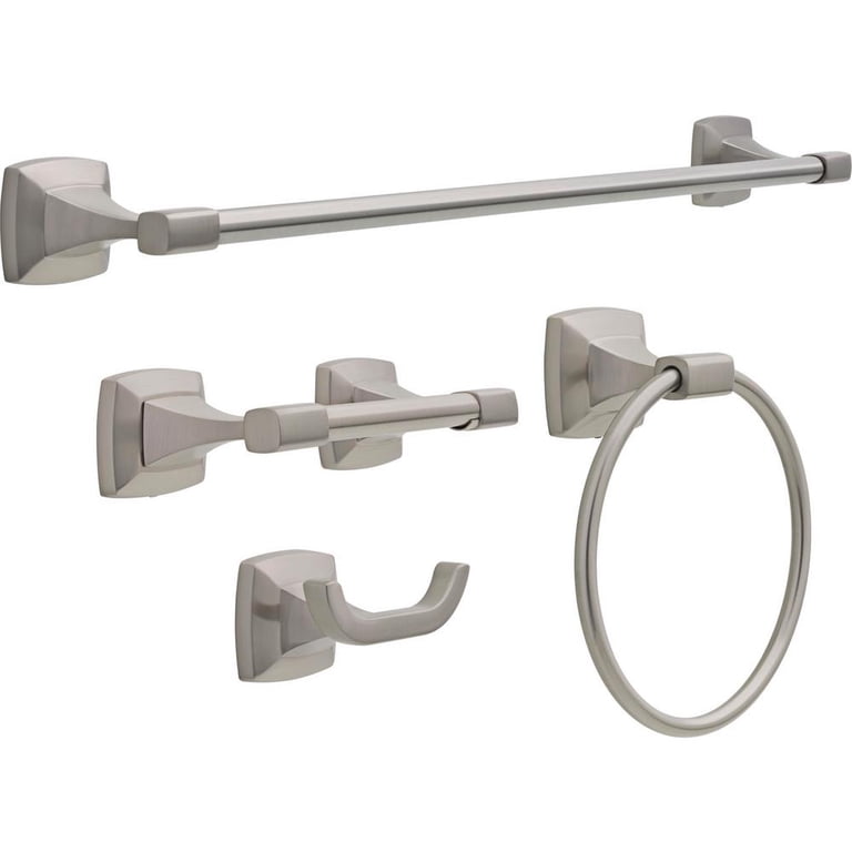 Delta PWD64-BN Portwood 4 Piece Bath Accessory Set Satin Nickel Delta PWD64-BN Portwood 4 Piece Bath Accessory Set Satin Nickel