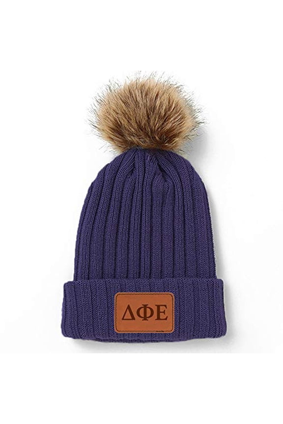 Pom Pom Beanie Hat Purple