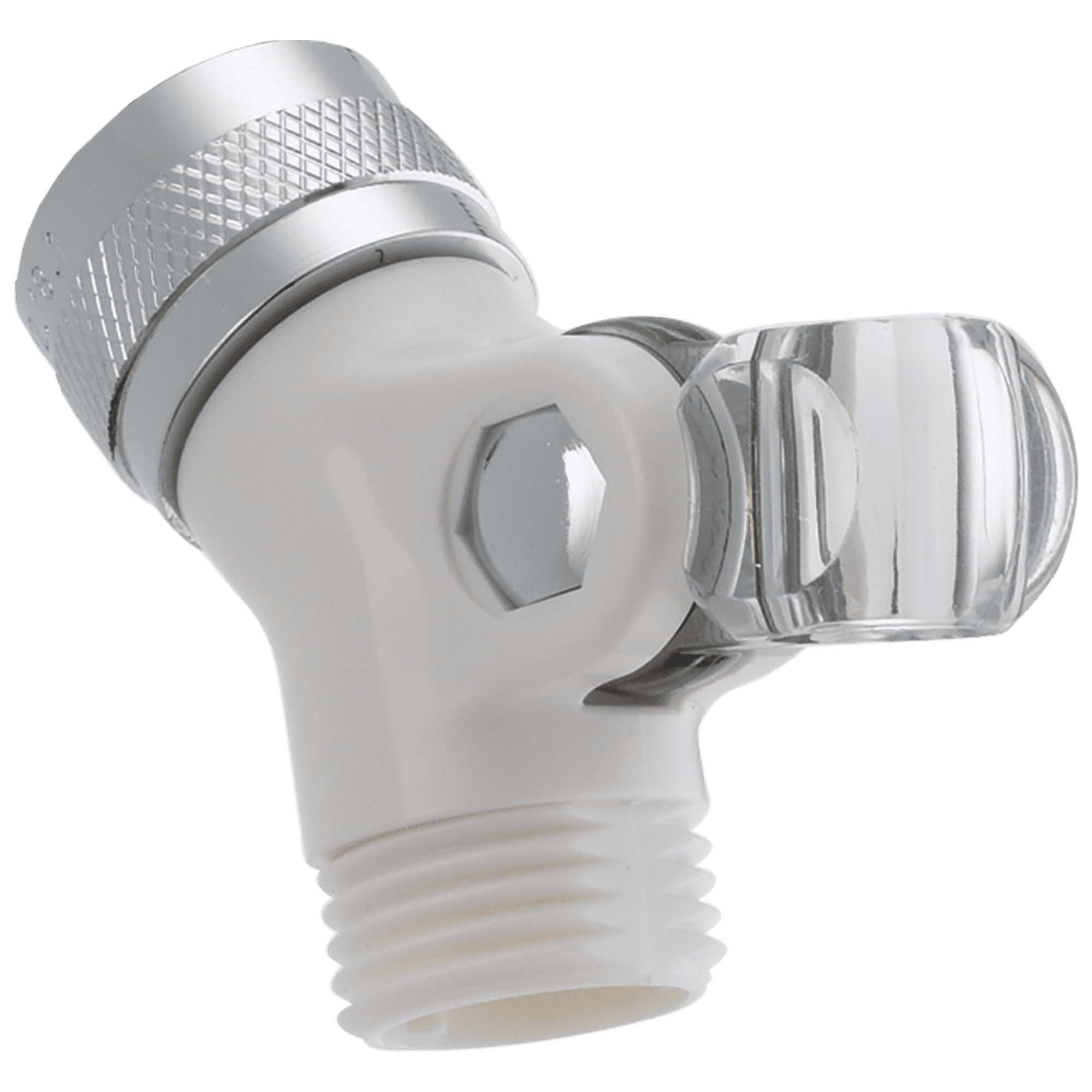 White and Chrome Plastic Swivel Connector for Handshower
