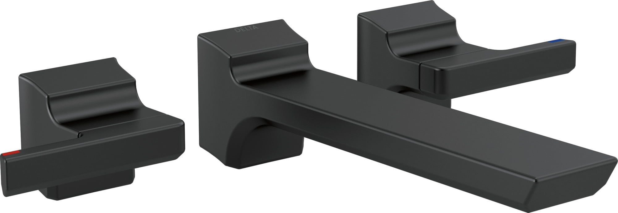 Delta Pivotal TwoHandle Wall Mount Bathroom Faucet Trim, Matte Black
