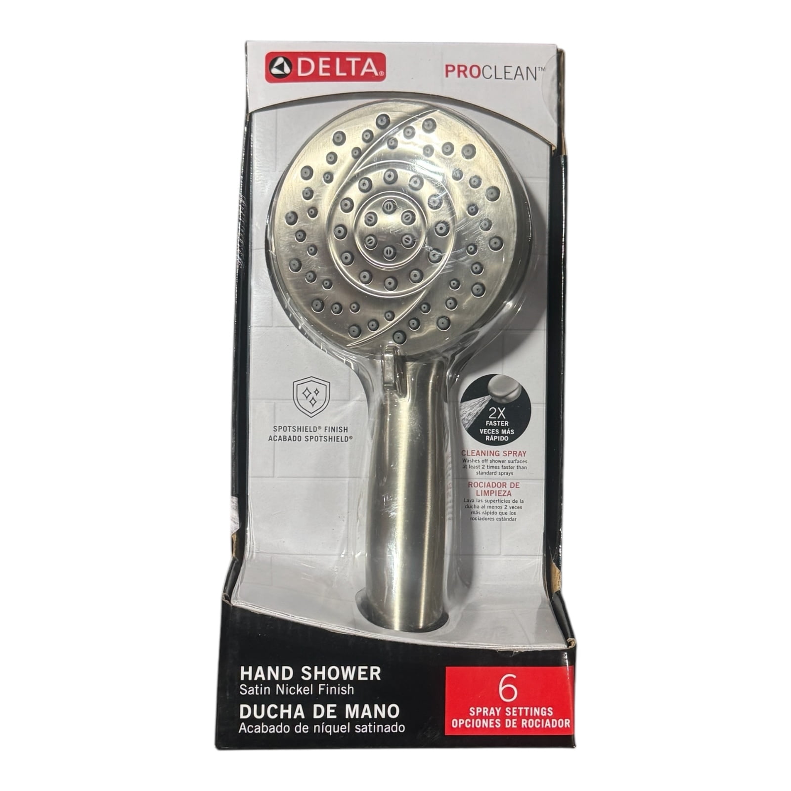 Delta ProClean 6 Spray Setting Hand Shower In Satin Nickel Finish Model 75719SN