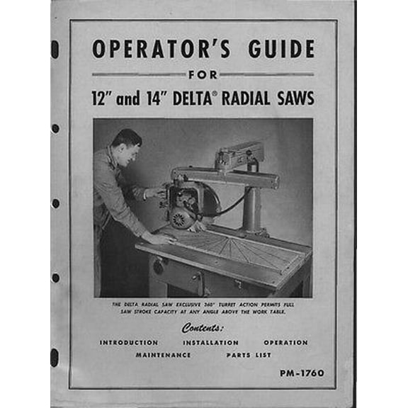 Delta Rockwell 12" and 14" Radial Saws - Operator's Guide Instructions REPRINT