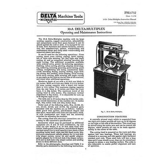 Delta Rockwell 33-B: - Multiplex Instruction Manual Instructions REPRINT
