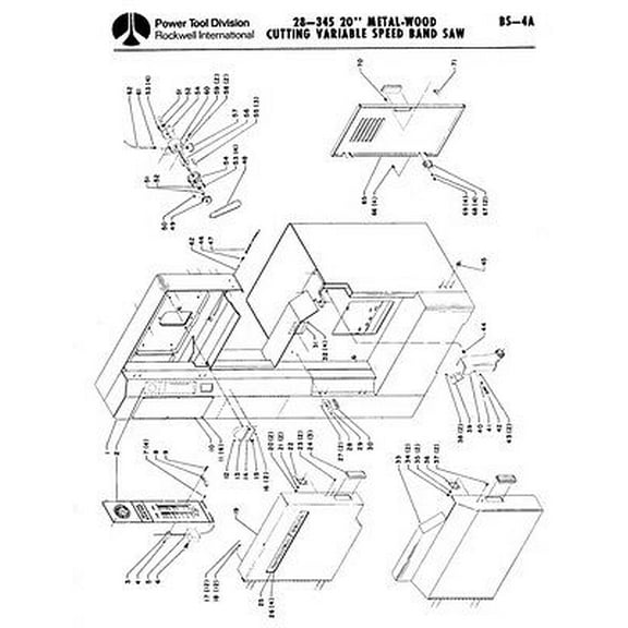 Delta Rockwell BS4A 28345 20" MetalWood Cuting Variable Band Saw Instructions REPRINT