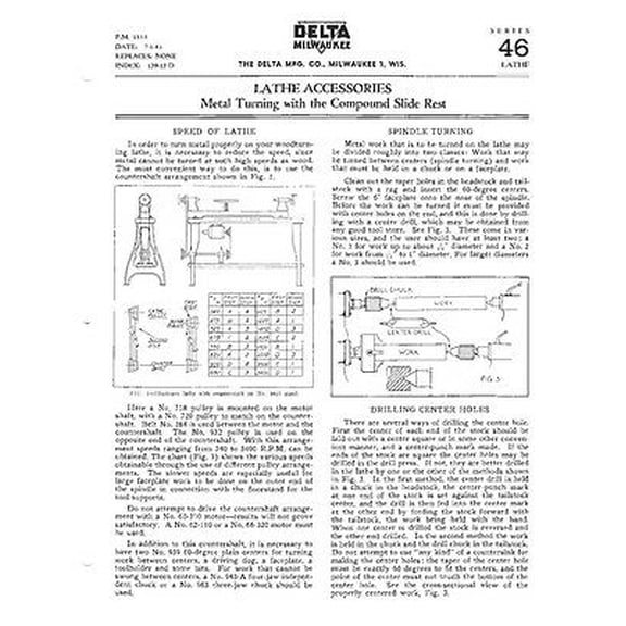 Delta Rockwell PM-1533 Metal Turning with the Compound Slide Rest Instructions REPRINT
