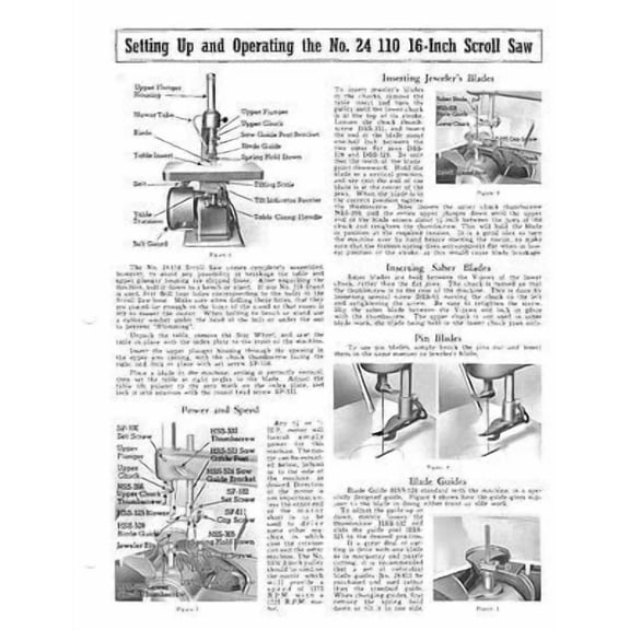 Delta Rockwell Setting Up Operating the 24 110 16Inch Scroll Saw Instructions REPRINT