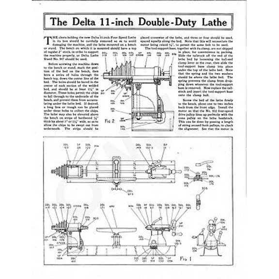 Instruction Manual ONLY for Delta Rockwell The 11-inch Double-Duty Lathe Instructions REPRINT
