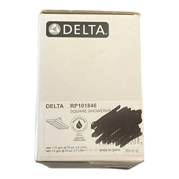 Delta Rp101846 Modern 1.75 GPM Square Single Function Shower Head - Chrome