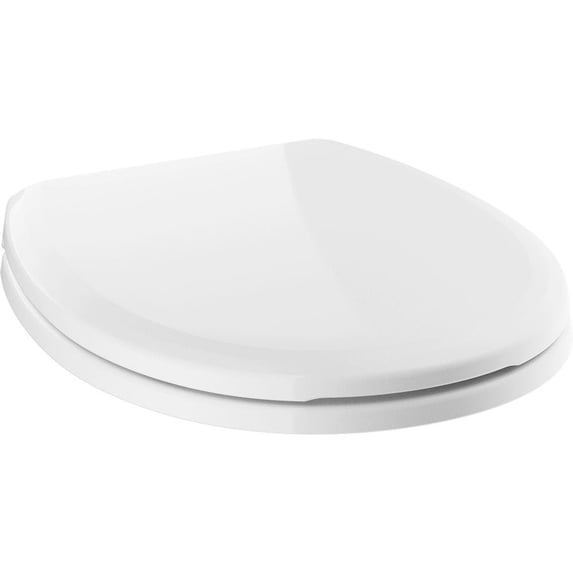 Delta Sanborne Slow-Close Round Closed Front Toilet Seat with NoSlip Bumpers in White 801902-WH