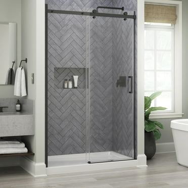 Delta Sdes848-R Commix 76" High X 48" Wide Sliding Frameless Shower Door - Black