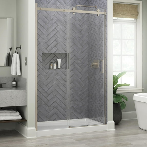 Delta Sdes848-R Commix 76" High X 48" Wide Sliding Frameless Shower Door - Nickel