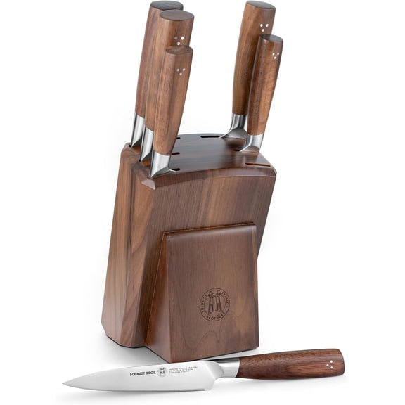 Delta Series - 7-Piece Walnut Knife Set, High-Carbon Stainless Steel Cutlery with Natural Walnut Knife Block