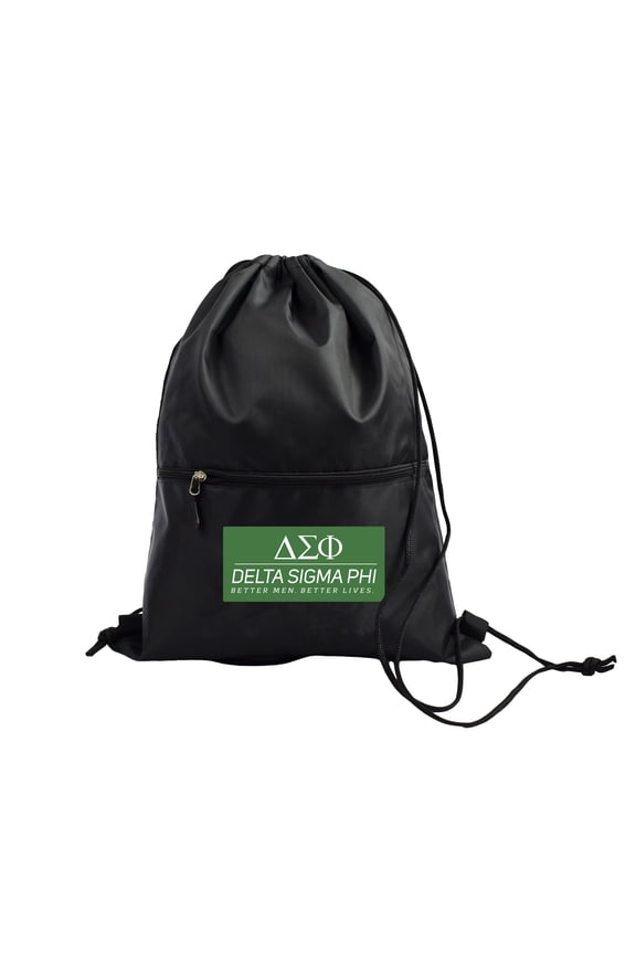 Delta Sigma Phi Fraternity Black Drawstring Backpack, Sports Bag, Travel Carryall