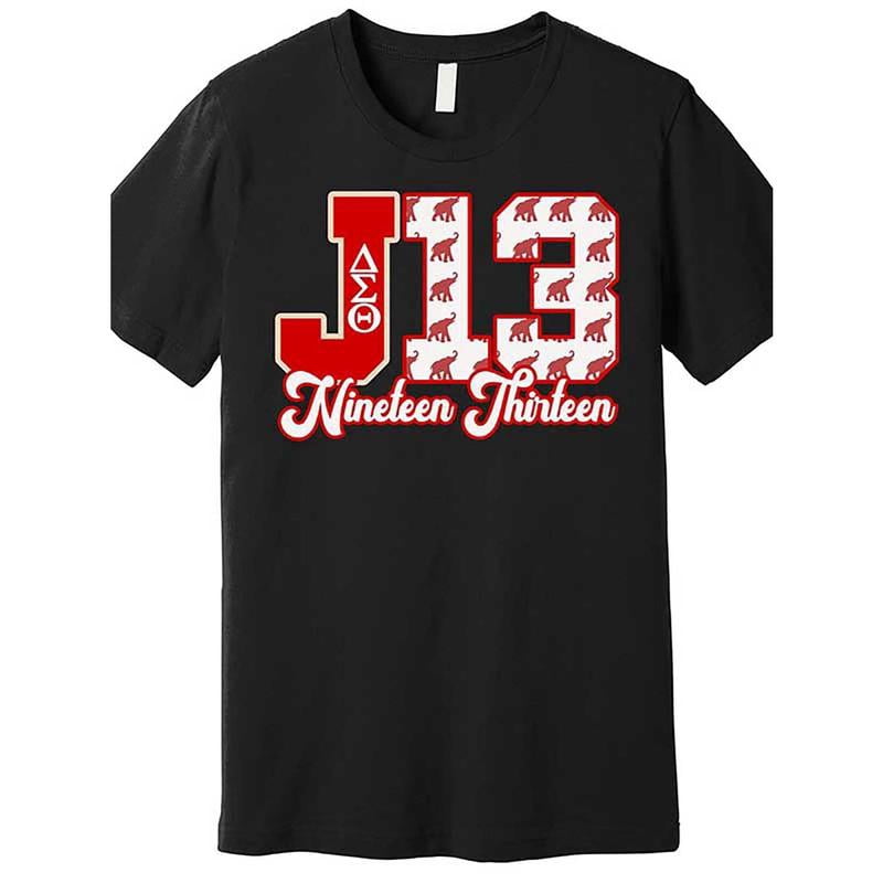 Delta Sigma Theta M3 Long Sleeve T-Shirt - Black, With Sequin & Glitter Greek Letters, Officially Licensed