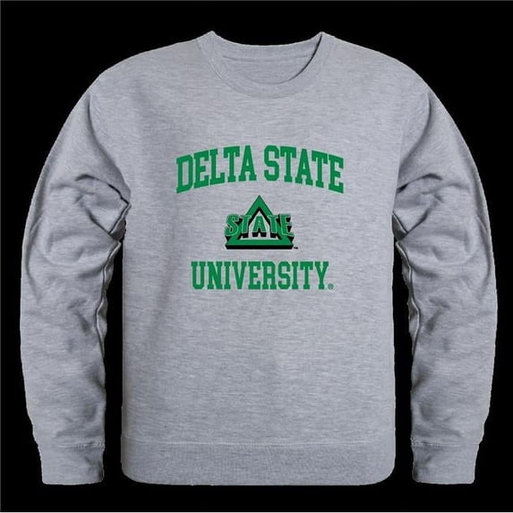 Delta State University Statesman Seal Crewneck Sweatshirt, Heather Grey - Large