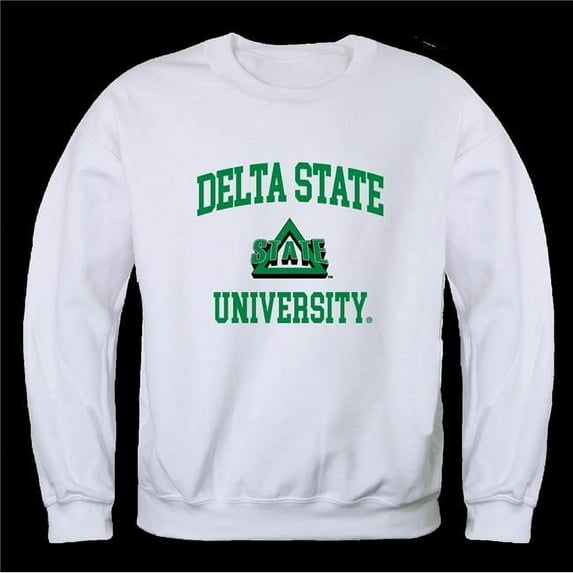 Delta State University Statesman Seal Crewneck Sweatshirt, White - Medium