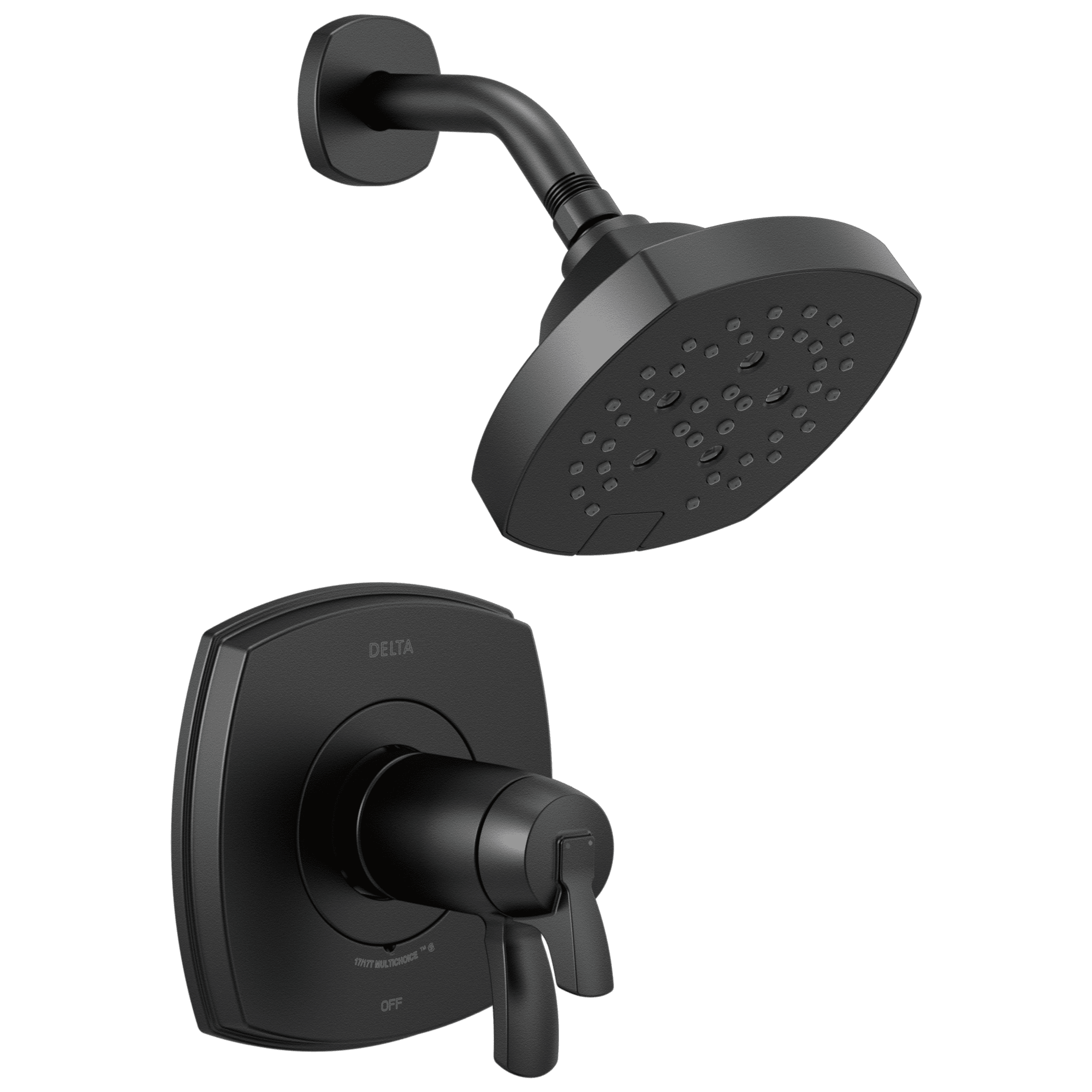 Matte Black Thermostatic Multi-Function Shower Faucet with Brass Trim